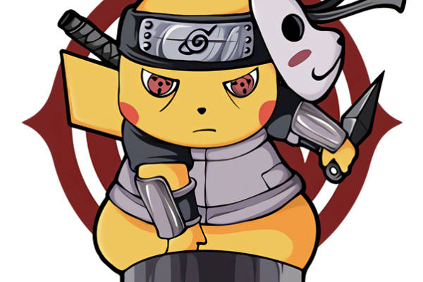 创意皮卡丘与火影忍者服装裁片印花设计