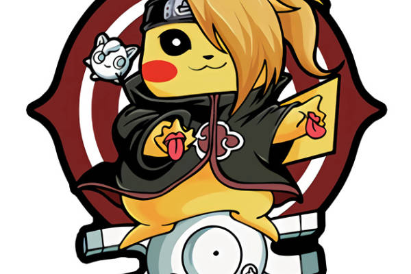 创意皮卡丘与火影忍者迪达拉裁片印花服装印花设计