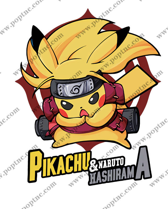 创意皮卡丘与火影忍者哈希拉玛裁片印花服装