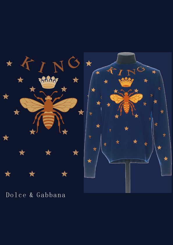 Dolce & Gabbana 蜜蜂皇冠裁片印花服装印花时尚设计