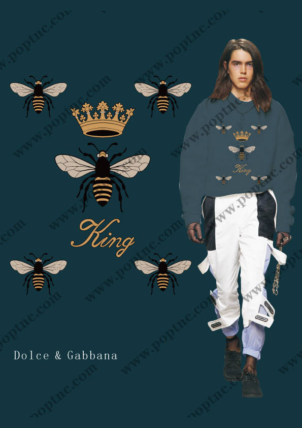 Dolce & Gabbana 蜜蜂皇冠裁片印花服装印花设计