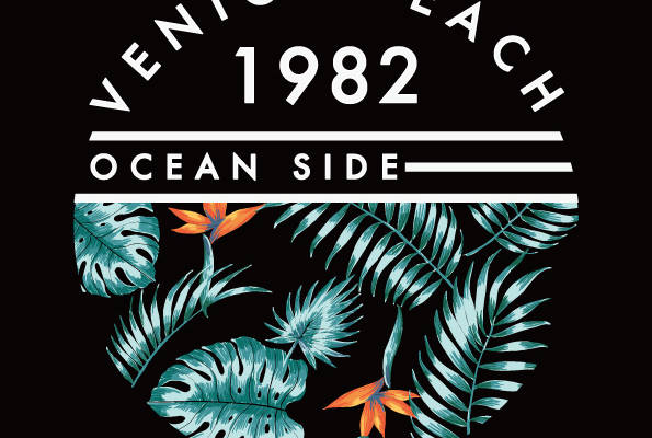 热带风情裁片印花服装 1982年威尼斯海滩海洋风设计