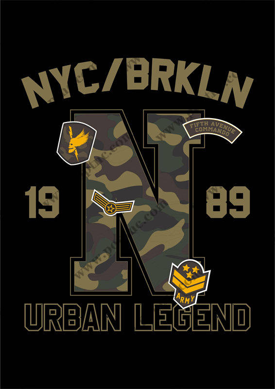 纽约布鲁克林城市传奇裁片印花服装印花T恤