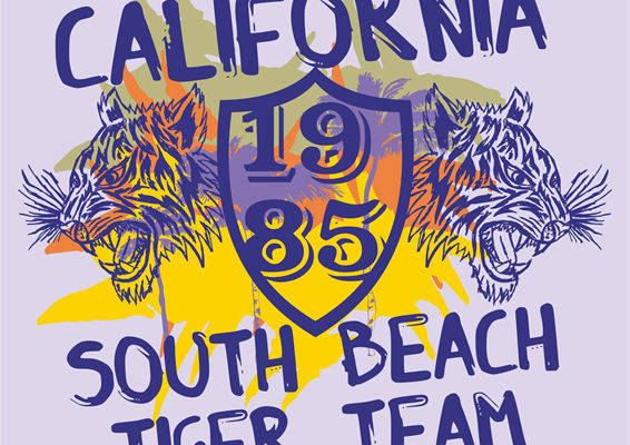 加州南滩老虎队裁片印花服装印花设计