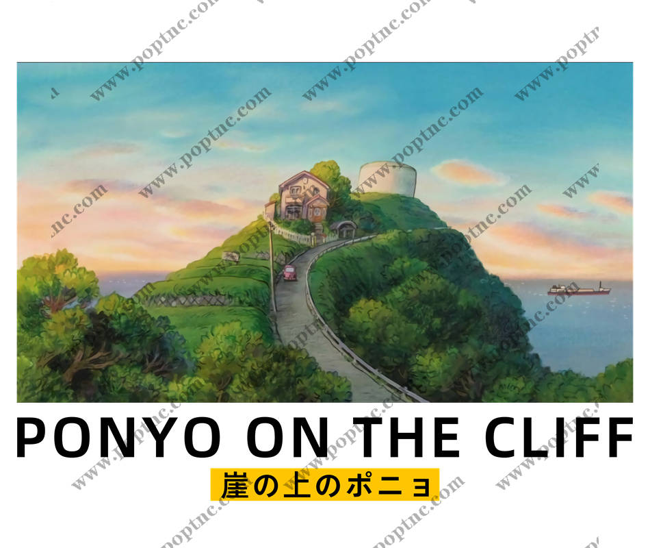 悬崖上的裁片印花服装:宫崎骏风格动画电影主题印花