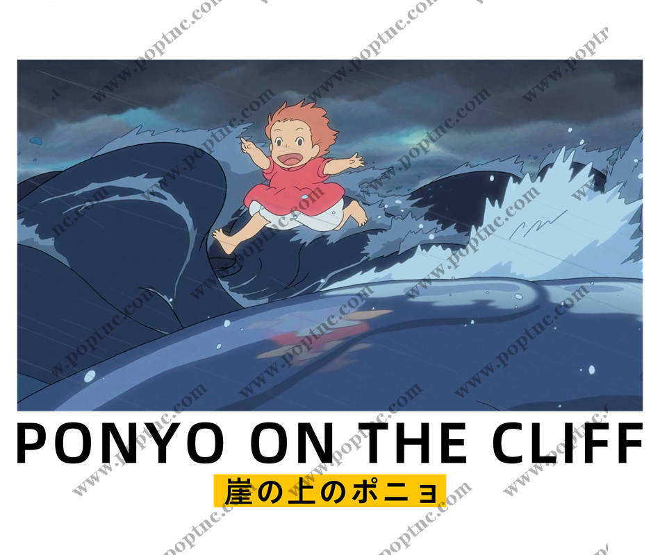 宫崎骏风格悬崖上的金鱼姬裁片印花服装印花设计