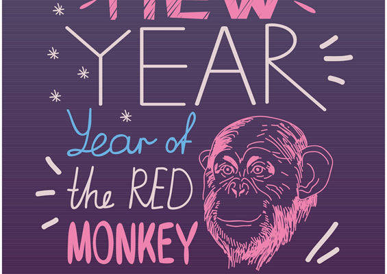 2016年红色猴子裁片印花服装印花设计