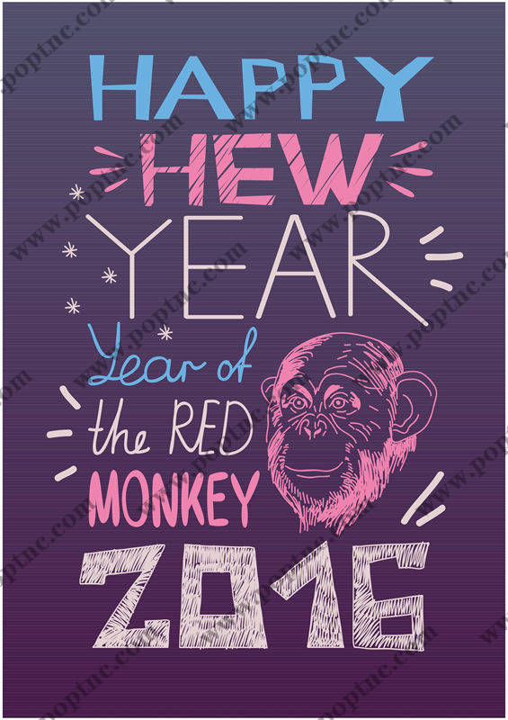 2016年红色猴子裁片印花服装印花设计