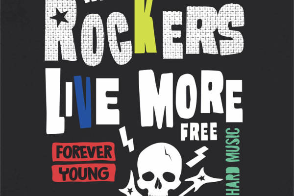 狂野摇滚风格裁片印花服装印花设计,展现自由年轻态度