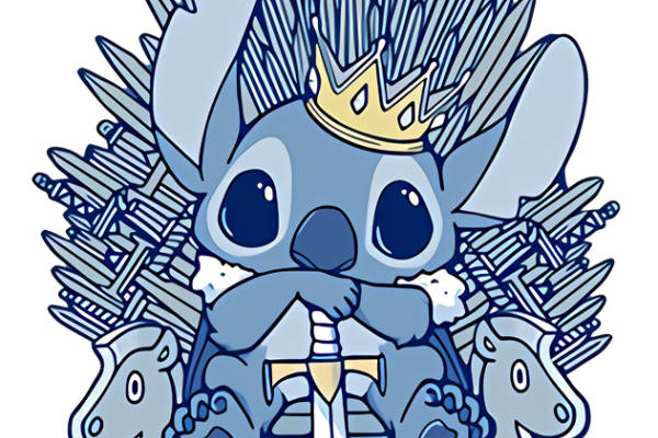 卡通风格蓝色兔子国王裁片印花服装印花设计