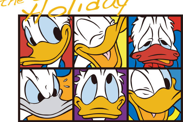 夏季假日趣味裁片印花服装，经典卡通角色唐老鸭图案印花T恤