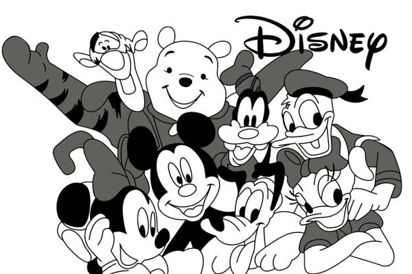 迪士尼经典角色裁片印花服装:米奇、唐老鸭、维尼熊和高飞狗