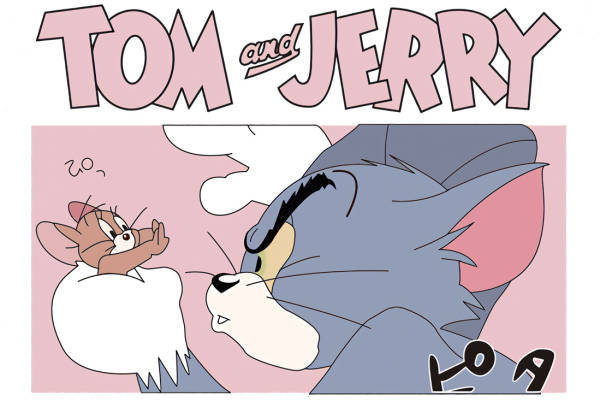 经典卡通裁片印花服装：汤姆和杰瑞的趣味互动