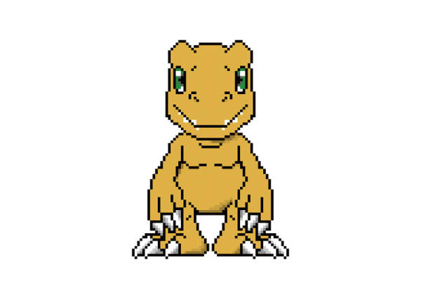 像素风格数码宝贝裁片印花服装印花设计