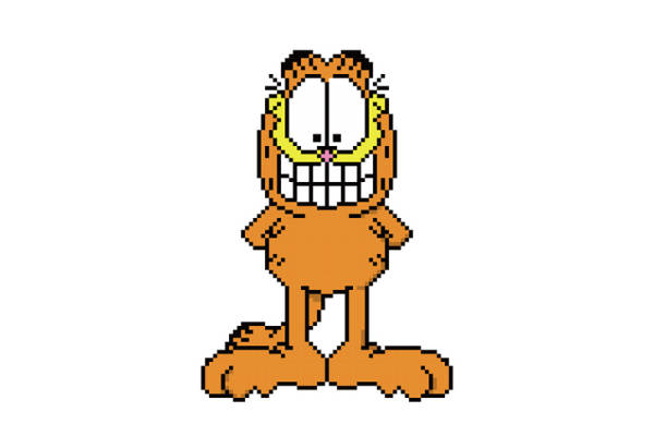 经典卡通角色加菲猫像素风格裁片印花服装印花