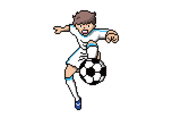 复古像素风格足球主题裁片印花服装印花设计