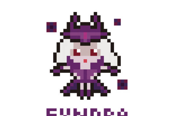 像素风格紫色小兔子裁片印花服装印花设计