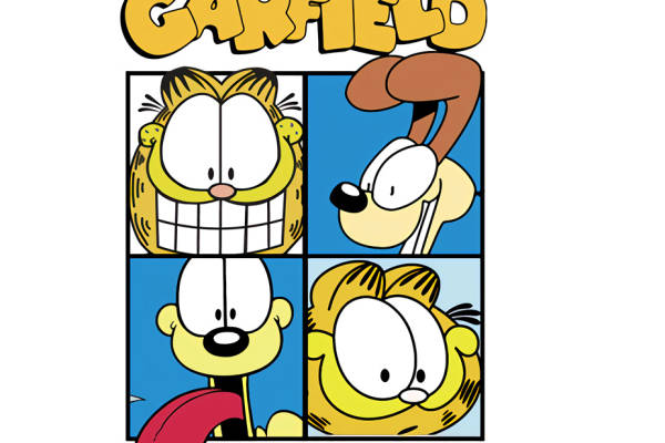 时尚卡通裁片印花服装：加菲猫图案服装印花设计