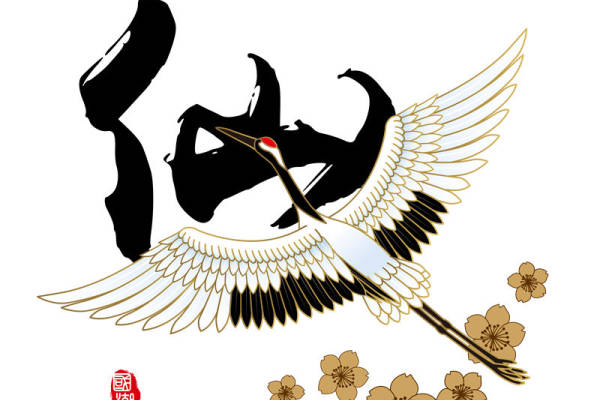 优雅仙鹤与樱花裁片印花服装,展现东方古典之美