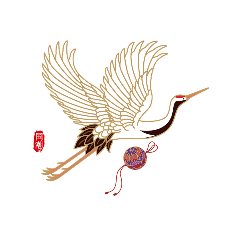 国潮风格仙鹤裁片印花服装,展现东方美学的时尚魅力