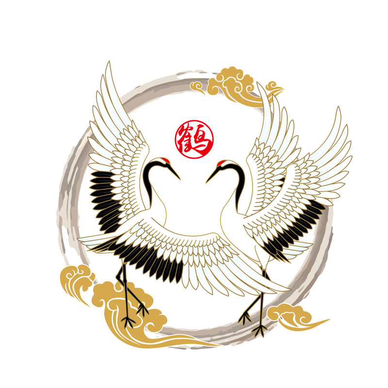 优雅仙鹤主题裁片印花服装，展现东方古典之美