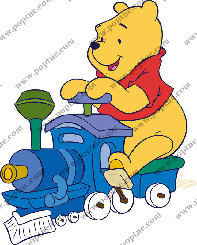 经典卡通角色裁片印花服装:小熊维尼火车图案服装印花