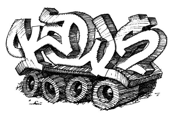 经典黑白涂鸦风格裁片印花服装印花设计