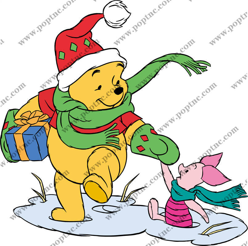 冬季欢乐裁片印花服装:圣诞小熊与小猪的雪地冒险