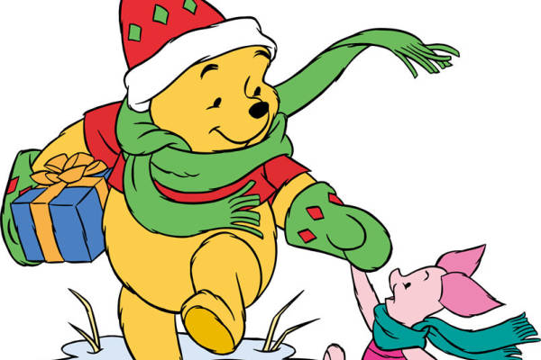 冬季欢乐裁片印花服装:圣诞小熊与小猪的雪地冒险