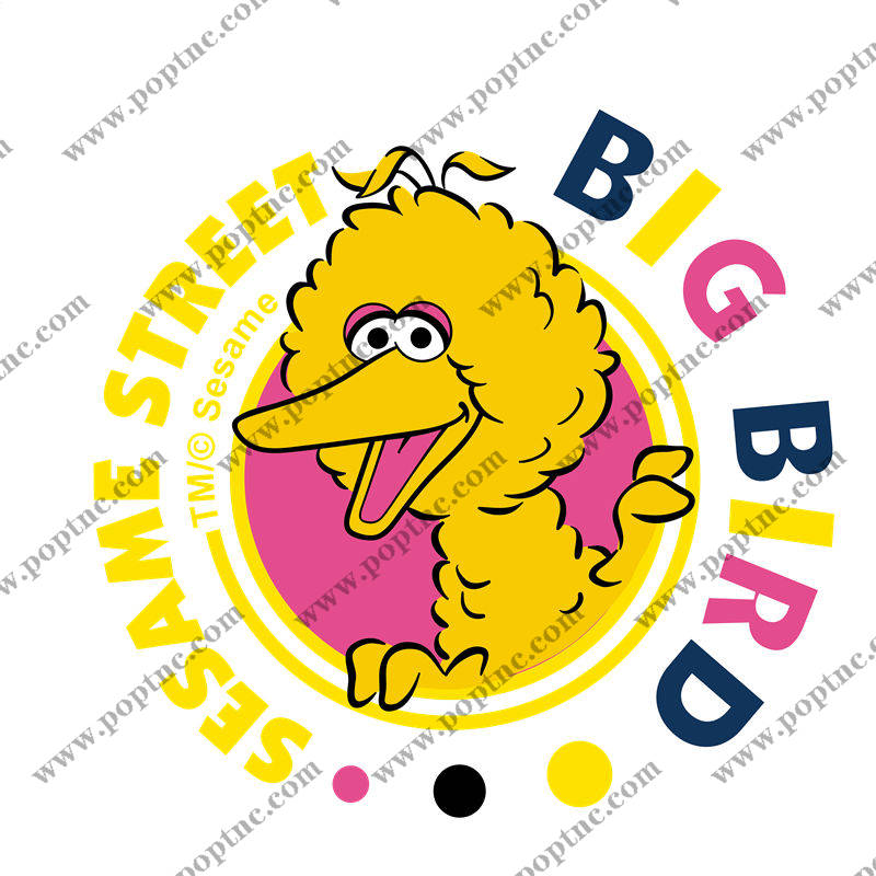 芝麻街大鸟裁片印花服装,趣味卡通风格服装印花设计