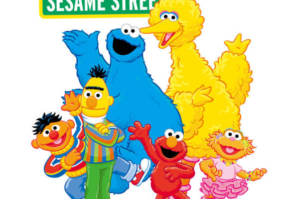 经典芝麻街裁片印花服装，儿童卡通服装印花设计