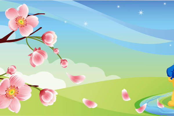 春日樱花季卡通熊裁片印花服装印花设计