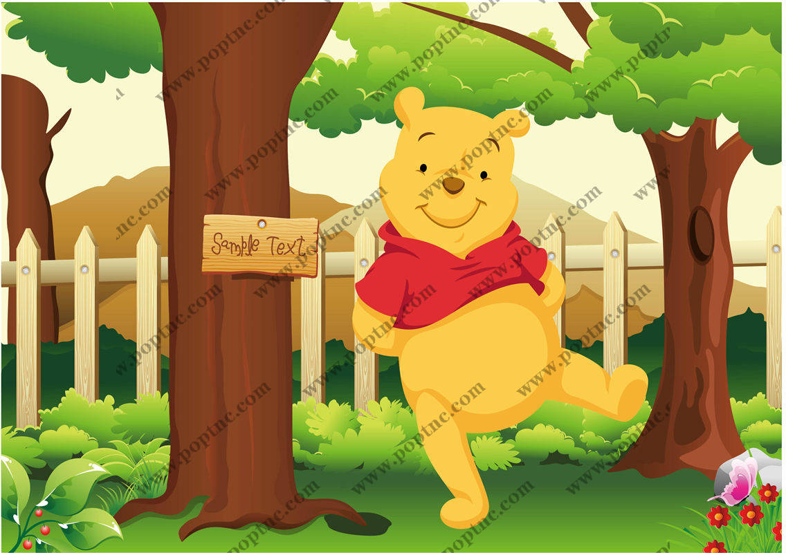 经典卡通风格服装印花:小熊维尼裁片印花设计