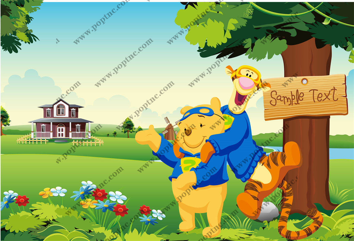 欢乐田园风格裁片印花服装 可爱卡通老虎与小熊图案印花服装