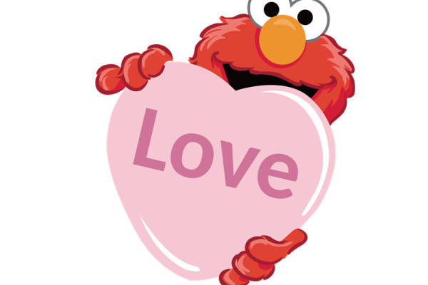 卡通红色小鸟拥抱粉色爱心裁片印花服装