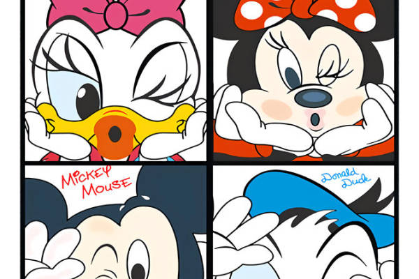 经典卡通裁片印花服装 米奇米妮唐老鸭黛丝时尚设计