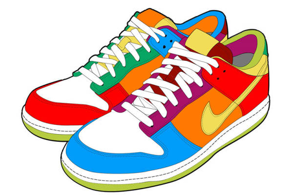 多彩拼接风格裁片印花运动鞋,引领潮流的服装印花设计