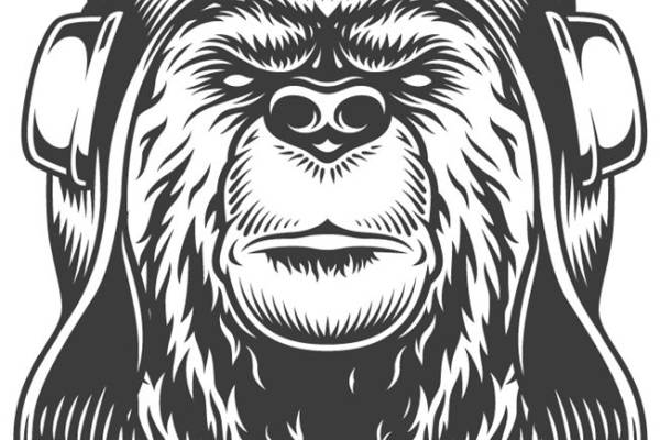 创意裁片印花服装：戴护目镜的大猩猩图案