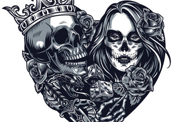 时尚骷髅王后裁片印花服装印花设计