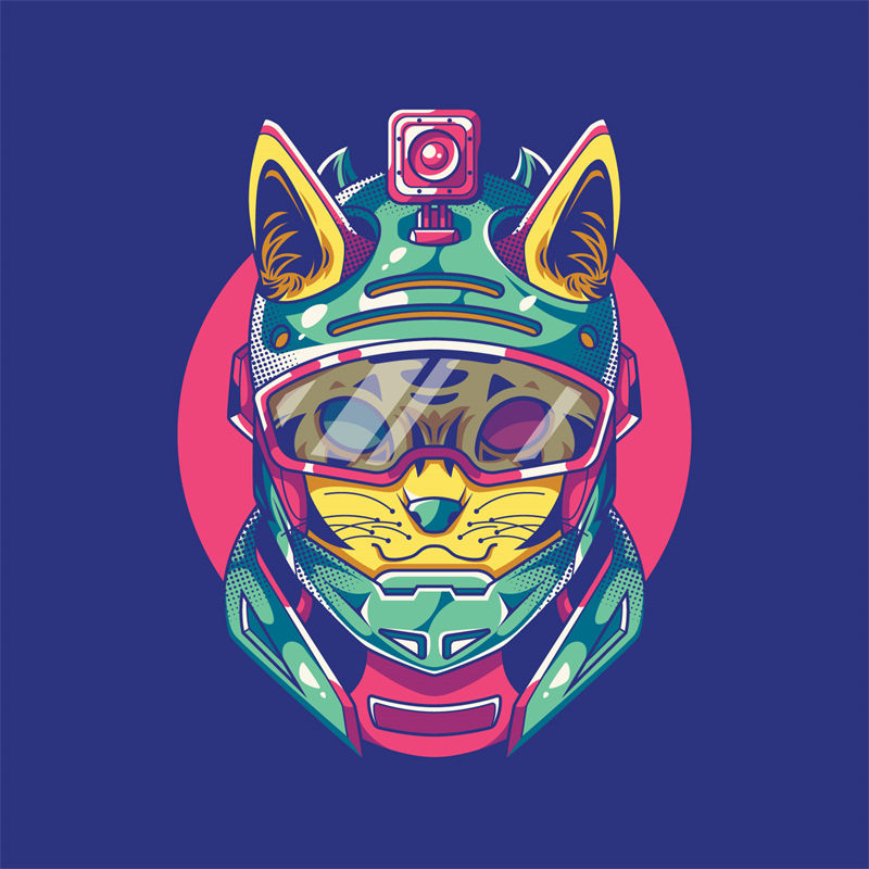 未来主义风格裁片印花服装：猫科动物与科技的完美融合