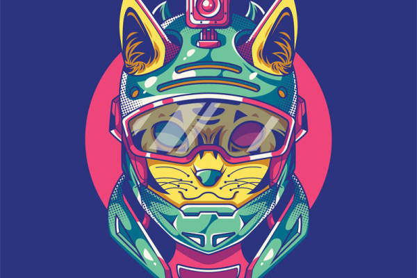 未来主义风格裁片印花服装：猫科动物与科技的完美融合