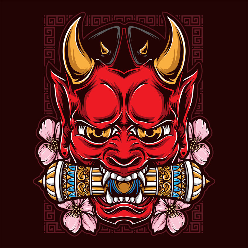传统日式鬼脸裁片印花服装，展现独特文化魅力