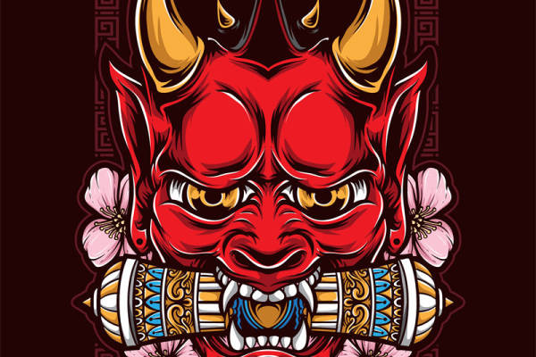 传统日式鬼脸裁片印花服装，展现独特文化魅力