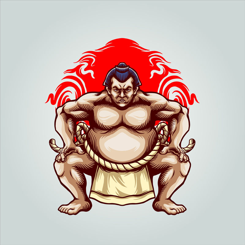 日式相扑主题裁片印花服装印花设计