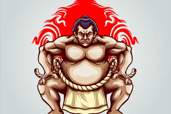 日式相扑主题裁片印花服装印花设计