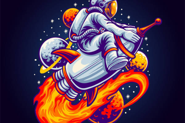 太空探险家裁片印花服装，未来感满满的服装印花设计