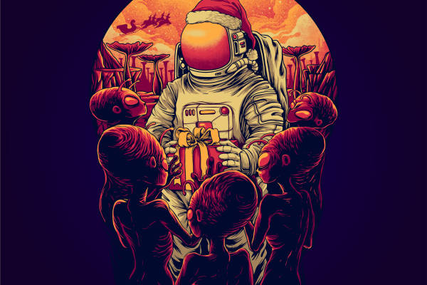 太空探险主题裁片印花服装印花设计