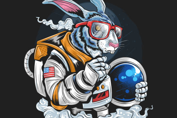 创意太空兔子裁片印花服装，探索宇宙的时尚潮流