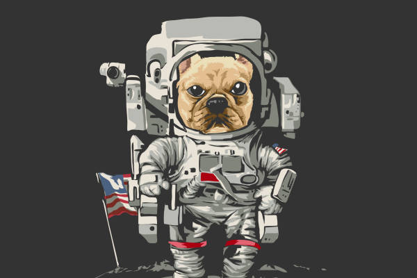 创意月球漫步者裁片印花服装 太空探索主题服装印花设计