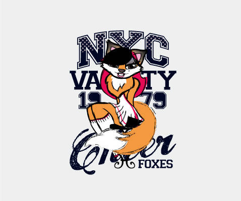 纽约时尚1979年款狐狸裁片印花服装印花设计